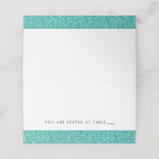 Cartes de table à paillettes bleues sarcelles scin (Extérieur déplié)