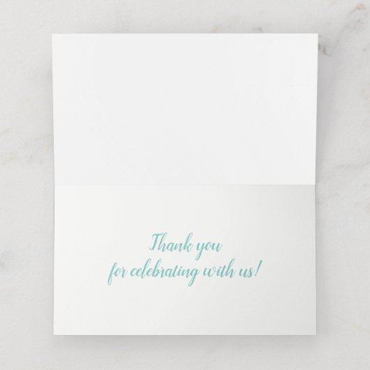 Cartes de table à paillettes bleues sarcelles scin (Intérieur déplié)