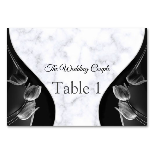 Cartes de table Abstrait noir Marbre blanc moderne (Devant)