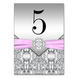 Cartes de table argent et rose