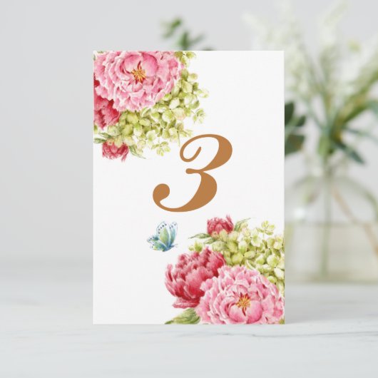 Cartes de table aux pivoines et hydrangeas N° 3 (Debout devant)