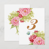 Cartes de table aux pivoines et hydrangeas N° 3 (Devant / Derrière)