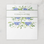 Cartes de table avec dos vierge Mariage Hydrangeas (Extérieur déplié)