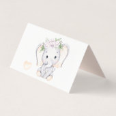 Cartes de table Baby shower bébé éléphant (Back)