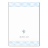 Cartes de table baptême Baby Blue sous tente (Dos)