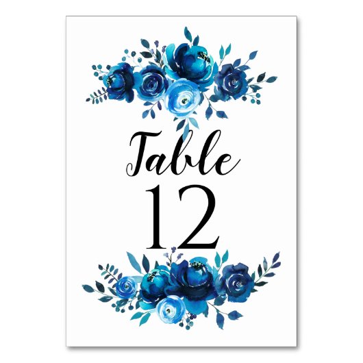 Cartes de table Blue Peonies Numéro de tableau du (Par défaut)