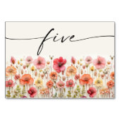 Cartes de table Boho fleur sauvage Numéro Cinq (Dos)