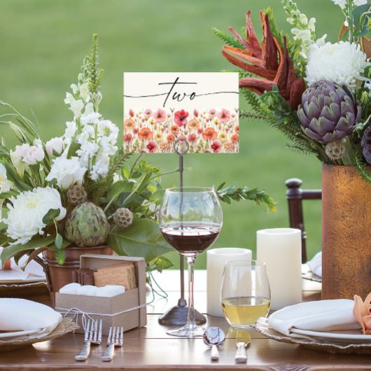 Cartes de table Boho fleur sauvage Numéro Deux