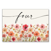 Cartes de table Boho fleur sauvage Numéro Quatre (Devant)