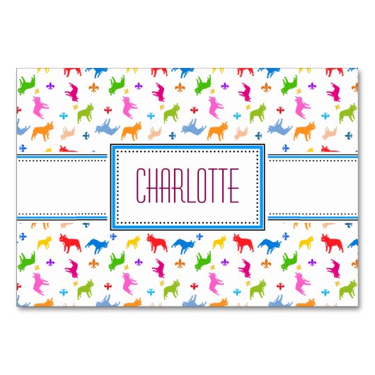 Cartes de table Bouledogues Français (Devant)