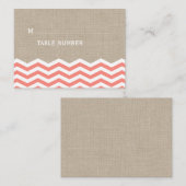 Cartes de table Chevrons Corail sur toile de jute (Devant / Derrière)