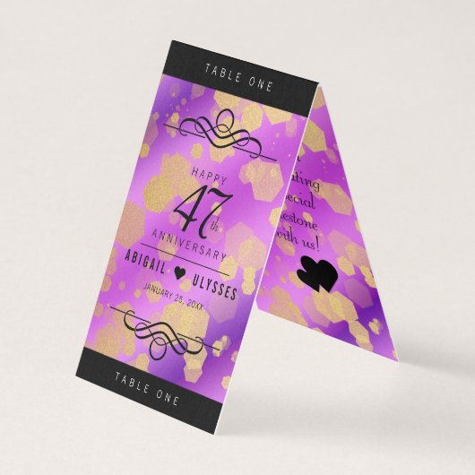 Cartes de table chic 47th Amethyst Mariage Anniver (Back)