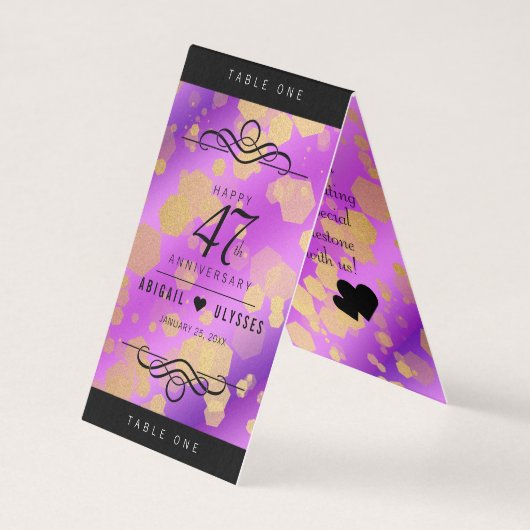 Cartes de table chic 47th Amethyst Mariage Anniver (Front)