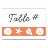 Cartes de table Coquillages d'été en corail (Dos)