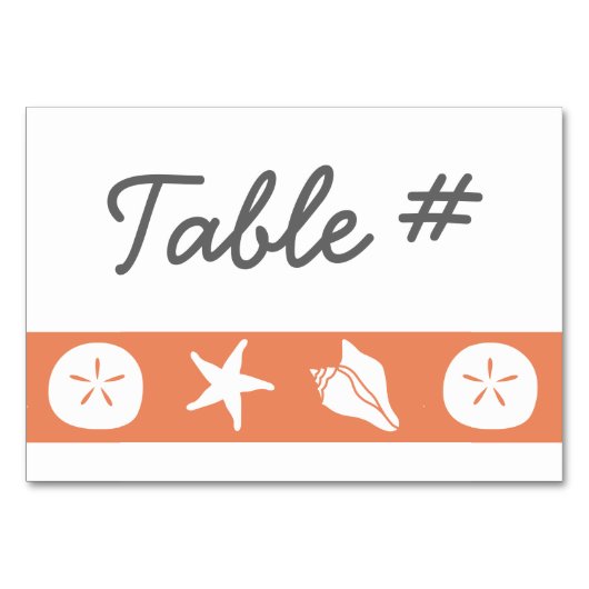 Cartes de table Coquillages d'été en corail (Devant)