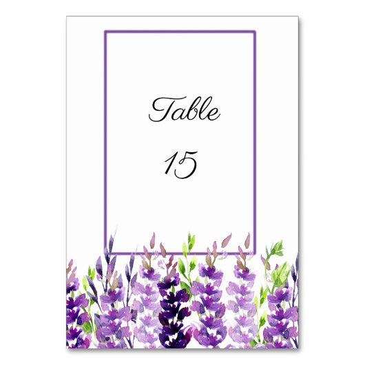 Cartes de table couleur Mariage d'aquarelle violet (Par défaut)