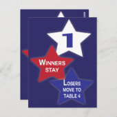 Cartes de table de Bunco Étoiles Rouge, Blanc et B (Devant / Derrière)