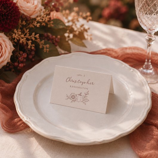 Cartes de table de citrouille automnales minimalis