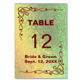 Cartes de table de couleur vert-jaune Mariage (Dos)