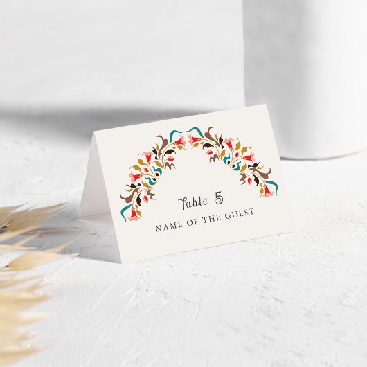 Cartes de table de couronne florale romantique élé