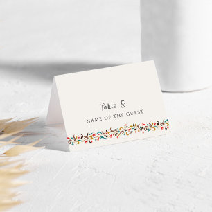 Cartes de table de couronne florale romantique élé