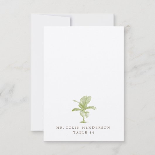 Cartes de table de destination de plage de palmier (Devant)