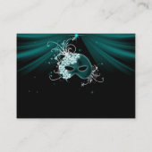 Cartes de table de fête masquée bleu sarcelle (Dos)
