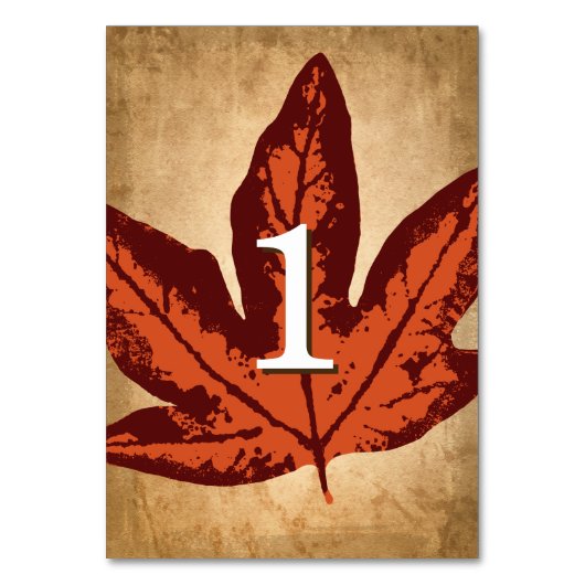 Cartes de table de feuilles d'automne | Mariage de (Par défaut)