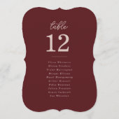 Cartes de table de graphique de sièges de vin prof (Dos)