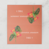 Cartes de table de mariage à fleur orange minimali (Extérieur déplié)