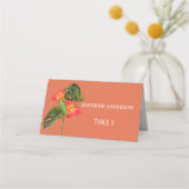 Cartes de table de mariage à fleur orange rustique (Dos)