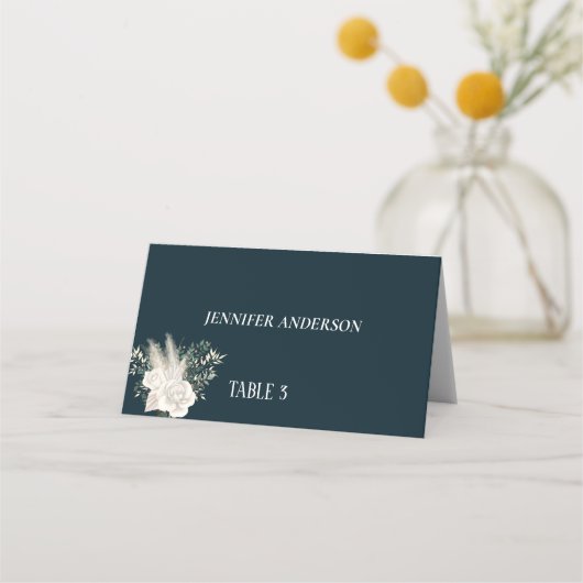 Cartes de table de mariage à fleurs blanches de la (Devant)