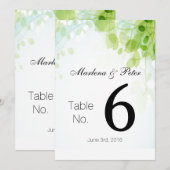 Cartes de Table de Mariage à l'Aquarelle de Feuill (Devant / Derrière)