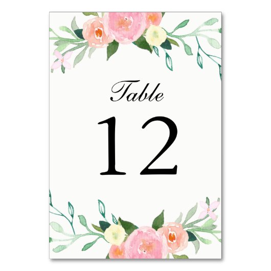 Cartes de table de mariage à l'aquarelle de fleurs (Par défaut)