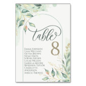 Cartes de table de mariage à l'aquarelle de verdur (Dos)
