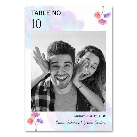 Cartes de table de mariage à l'aquarelle rose bleu (Par défaut)