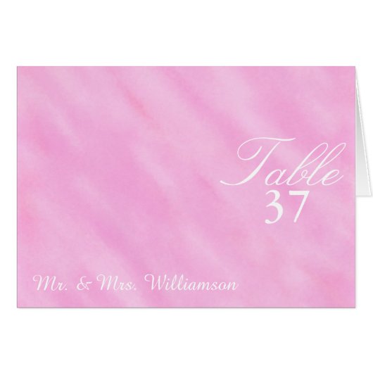 Cartes de table de mariage à l'aquarelle rose blus (Devant Horizontal)