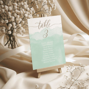 Cartes de table de mariage à l'aquarelle verte dou