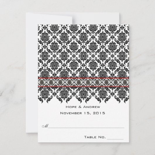 Cartes de table de mariage à marquer et plier soi- (Dos)