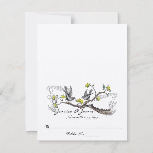Cartes de table de mariage à marquer et plier soi- (Devant)