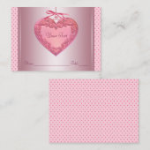 Cartes de table de mariage à nom de cœur rose (Devant / Derrière)