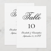 Cartes de table de mariage à script formel noir et (Devant / Derrière)