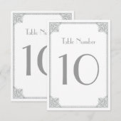 Cartes de table de mariage Art Déco argentées (Devant / Derrière)