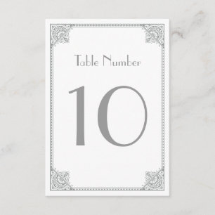 Cartes de table de mariage Art Déco argentées
