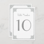 Cartes de table de mariage Art Déco argentées - Él (Devant / Derrière)