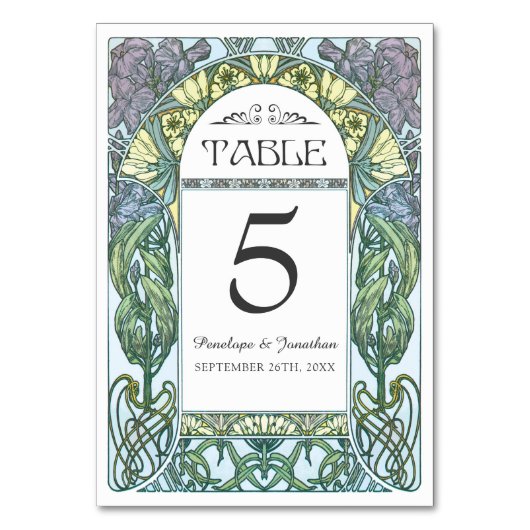 Cartes de table de mariage Art Nouveau (Set #1) (Par défaut)