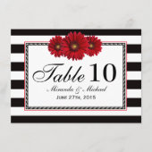 Cartes de table de mariage aux marguerites rouges  (Devant)