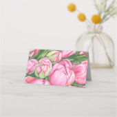 Cartes de table de mariage aux pivoines roses (Dos)
