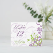 Cartes de table de Mariage blanc vert pourpre (Debout devant)