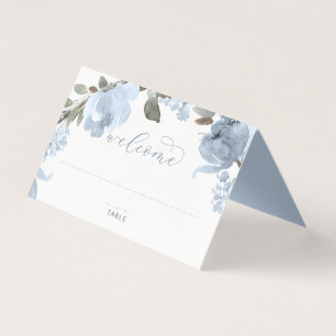 Cartes de Table de Mariage Bleu Poussiéreux Aquare